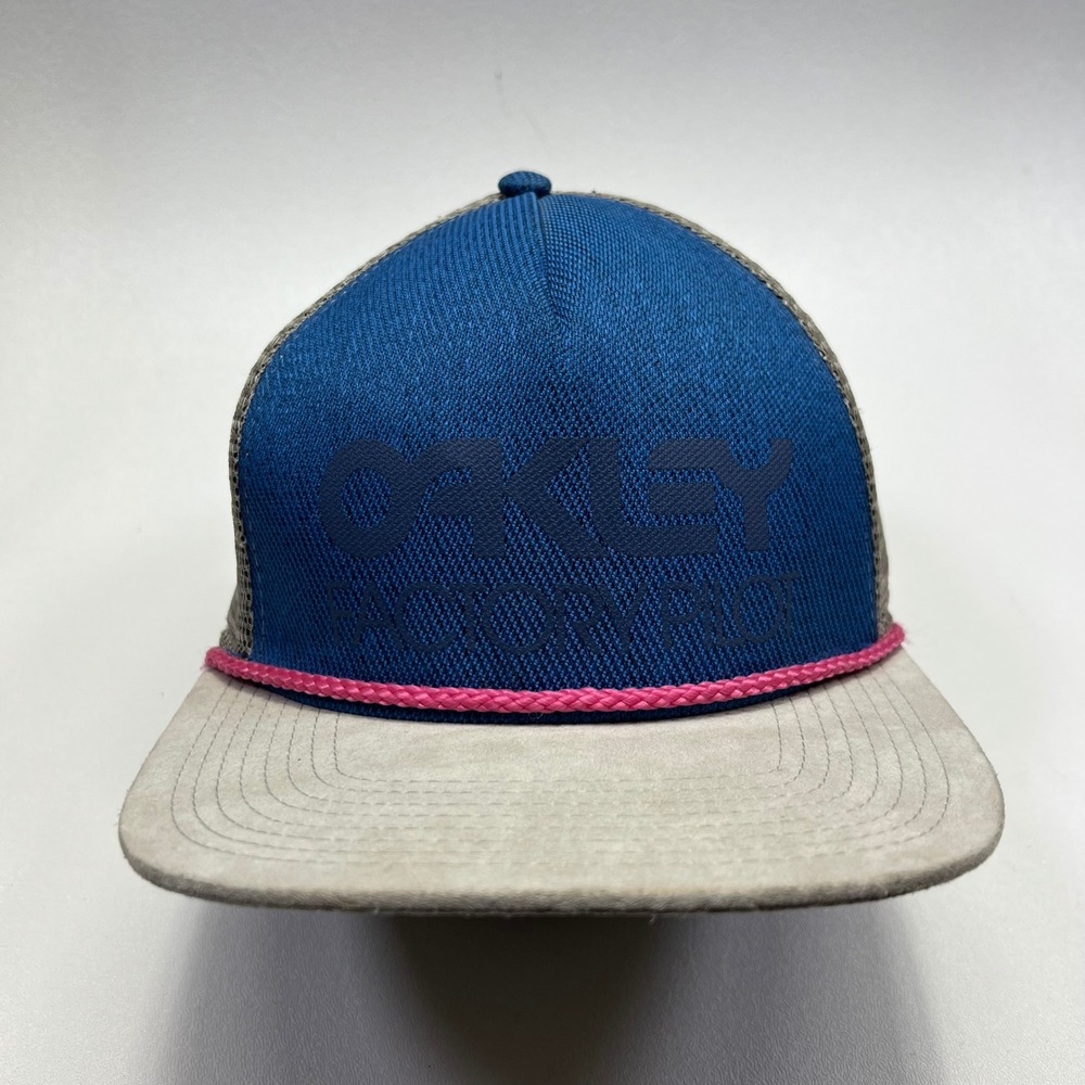 Oakley Factory Pilot Rope Hat Blue Grey Pink Snapback Trucker Cap Mesh SP15